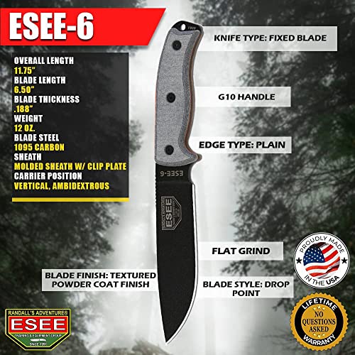 ESEE Knives 6P Fixed Blade Camping Knife w/Sleeve